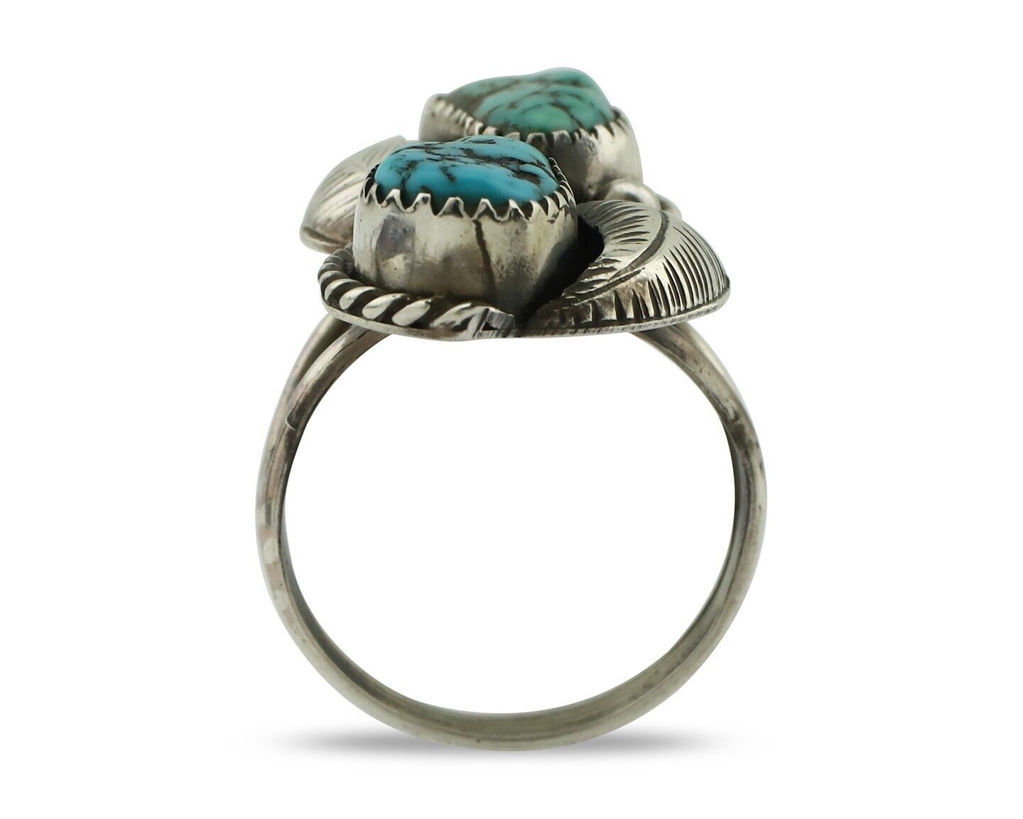 Navajo Ring 925 Silver Blue Sleeping Beauty Turquoise Native Artist C.80's