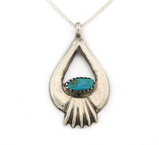 Navajo Necklace Sterling Silver Blue Turquoise Vintage Native Artist