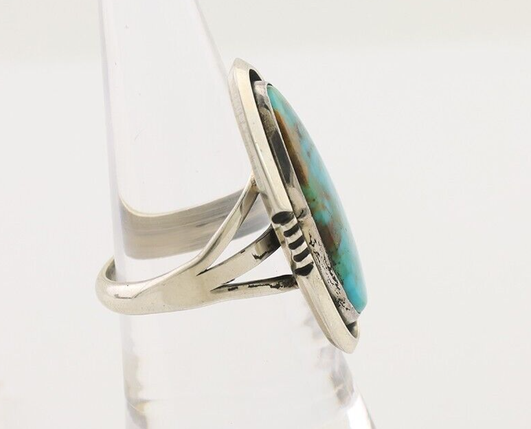 Navajo Ring 925 Silver Natural Blue Turquoise Native American Artist C.80's