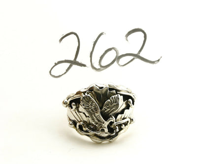 Navajo Eagle Ring .925 SOLID Silver & 12k GF Handmade Signed Artist S Circa 1980