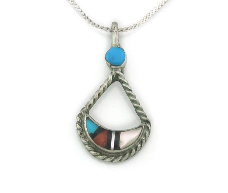 Navajo Necklace Sterling Silver Natural Blue Turquoise Vintage