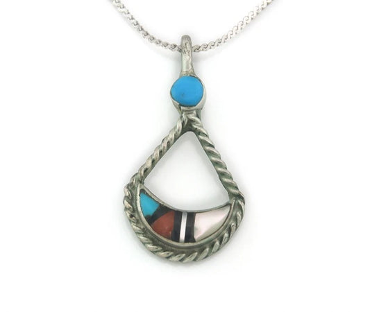 Navajo Necklace Sterling Silver Natural Blue Turquoise Vintage