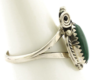 Navajo Ring 925 Silver Natural Mined Malachite Artist Signed Justin Morris C.80s