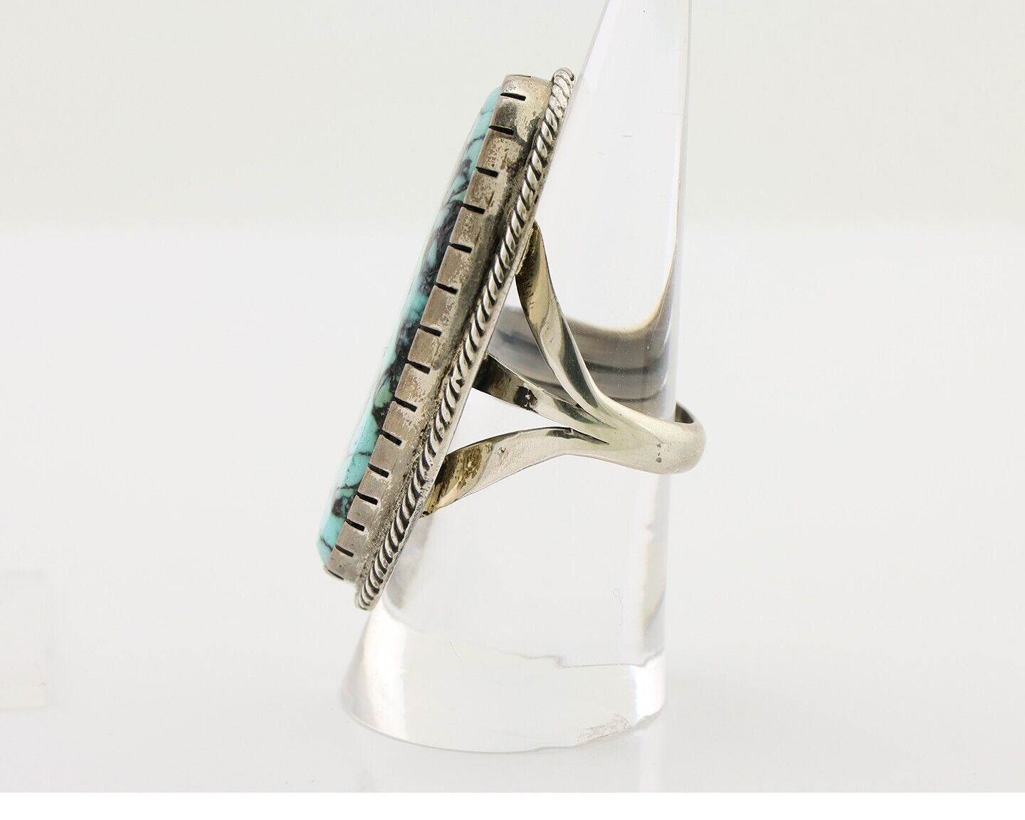 Navajo Handmade Ring 925 Silver Kingman Turquoise Artist Signed C.80's