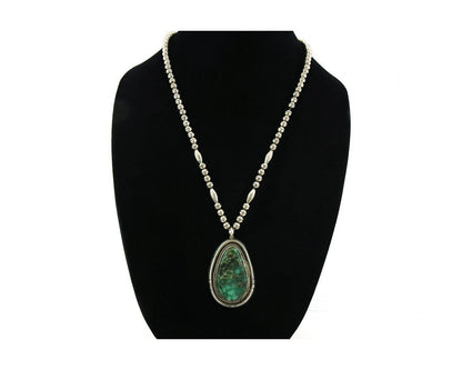 Navajo Necklace 925 Sterling Silver Turquoise Vintage Signed Fred Guerro C.80's