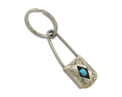 Navajo Hand Stamped Key Chain .925 Silver Handmade Native American Artist C.80's