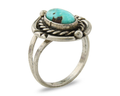 Navajo Ring 925 Sterling Natural Mined Arizona Turquoise C.80's Size 7.0
