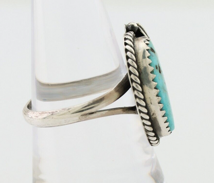 Navajo Handmade Ring 925 Silver Natural Turquoise Artist Signed IJC C.80's