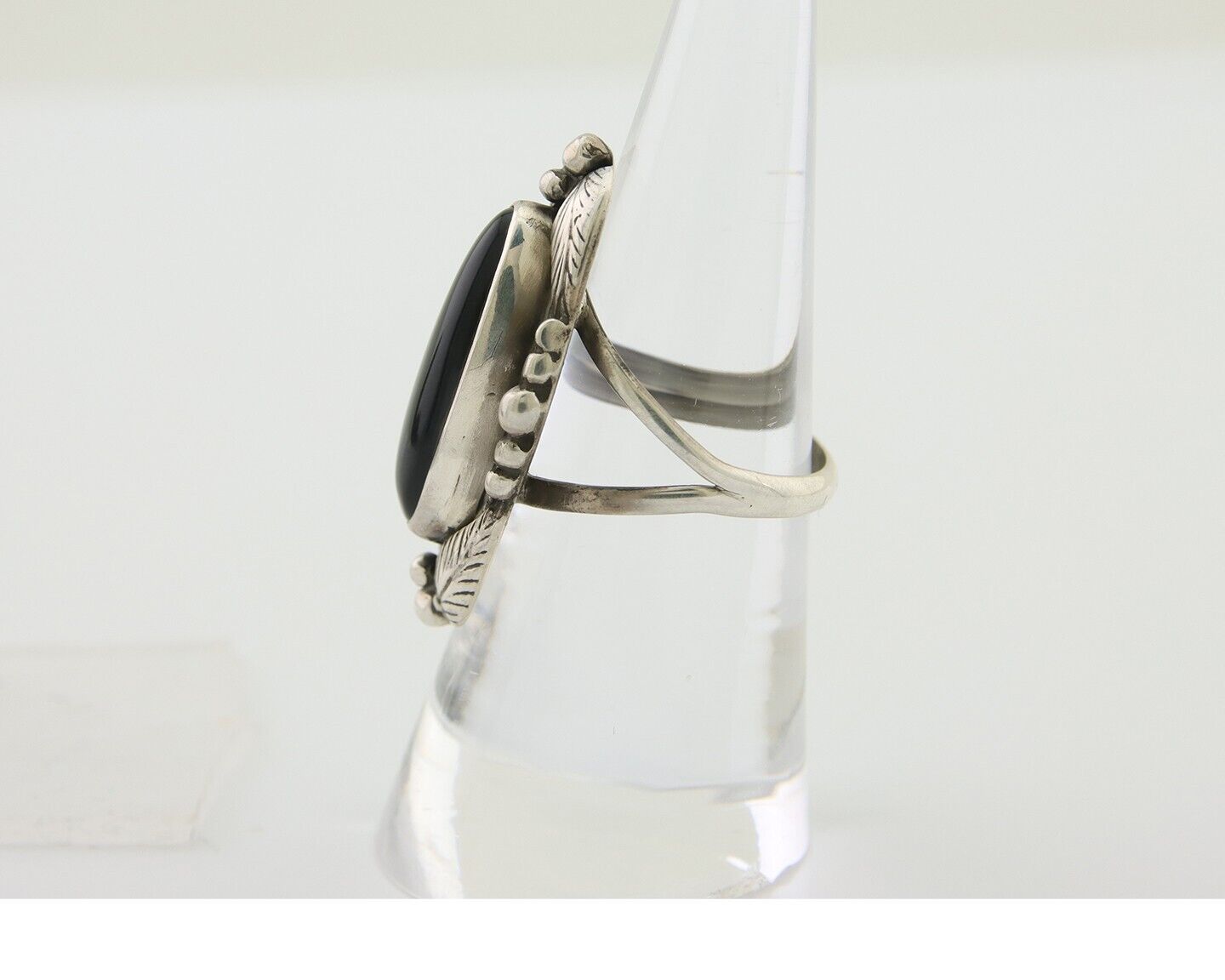 Navajo Handmade Ring 925 Silver Black Onyx Artist Signed GR C.80's
