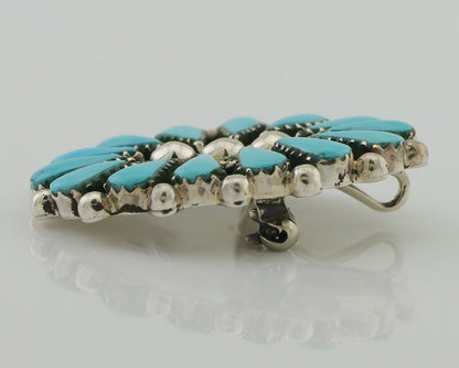 Navajo Pin Pendant 925 Silver Blue Turquoise Signed Benson Yazzie C.80's