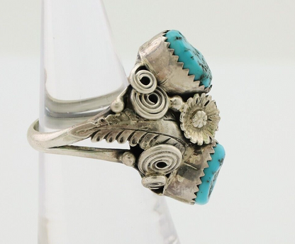 Navajo Handmade Ring 925 Silver Sleeping B Turquoise Artist Signed IHMJ C.80's