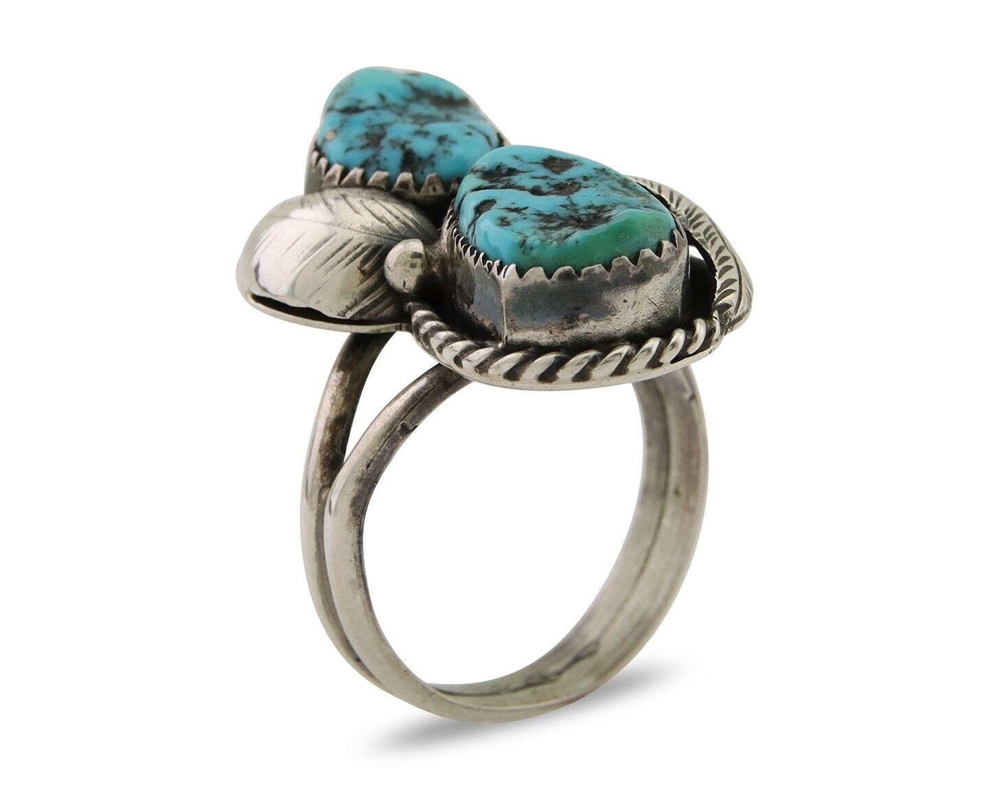Navajo Ring 925 Silver Natural Blue Turquoise Native American Artist C.80's