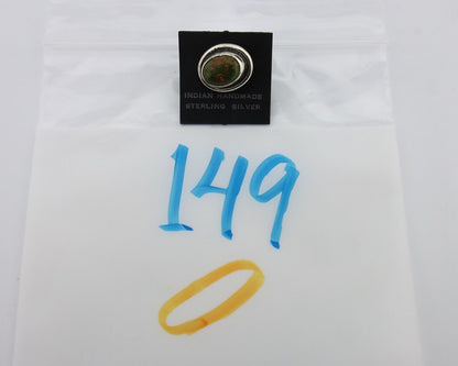 Navajo Tie Tack 925 Silver Manassas Turquoise Native American Artist C.80's