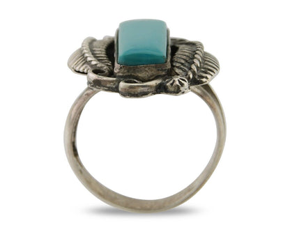 Navajo Handmade Ring 925 Silver Natural Turquoise Native Artist C.80's