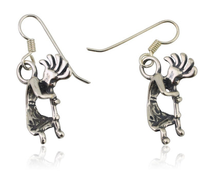 Navajo Kokopelli Dangle Earrings 925 Silver Native American Artist C.80's