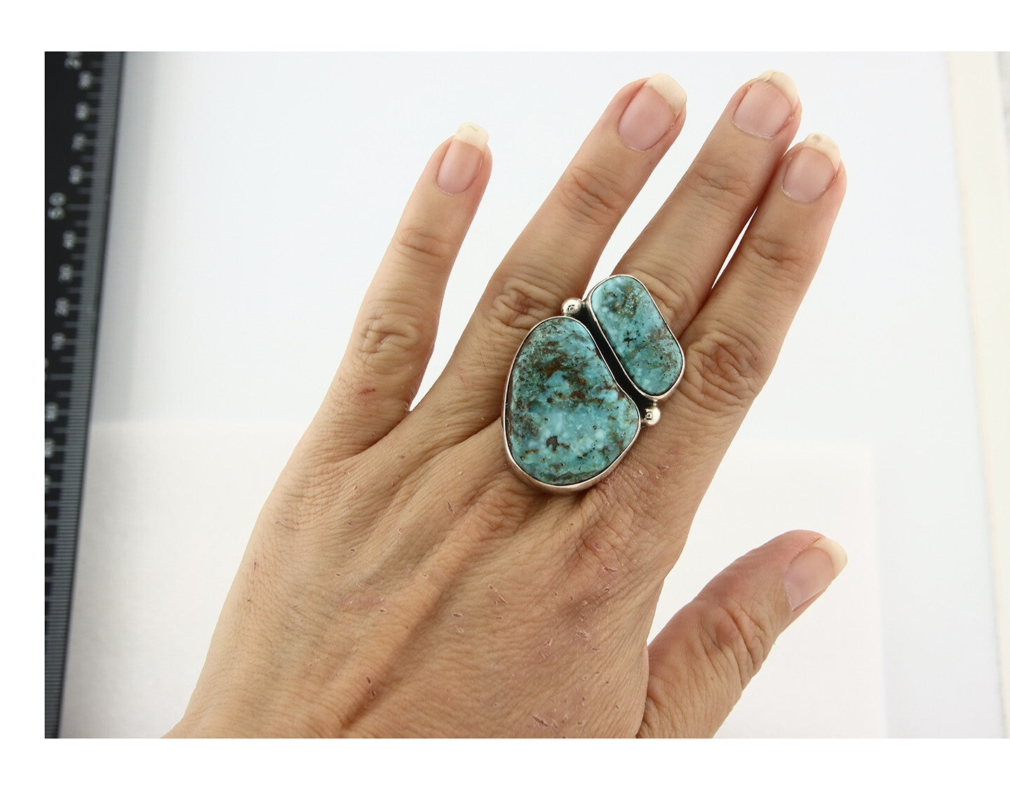 Vintage Navajo Ring 925 Sterling Silver Turquoise Signed David Zachary Size 8.0