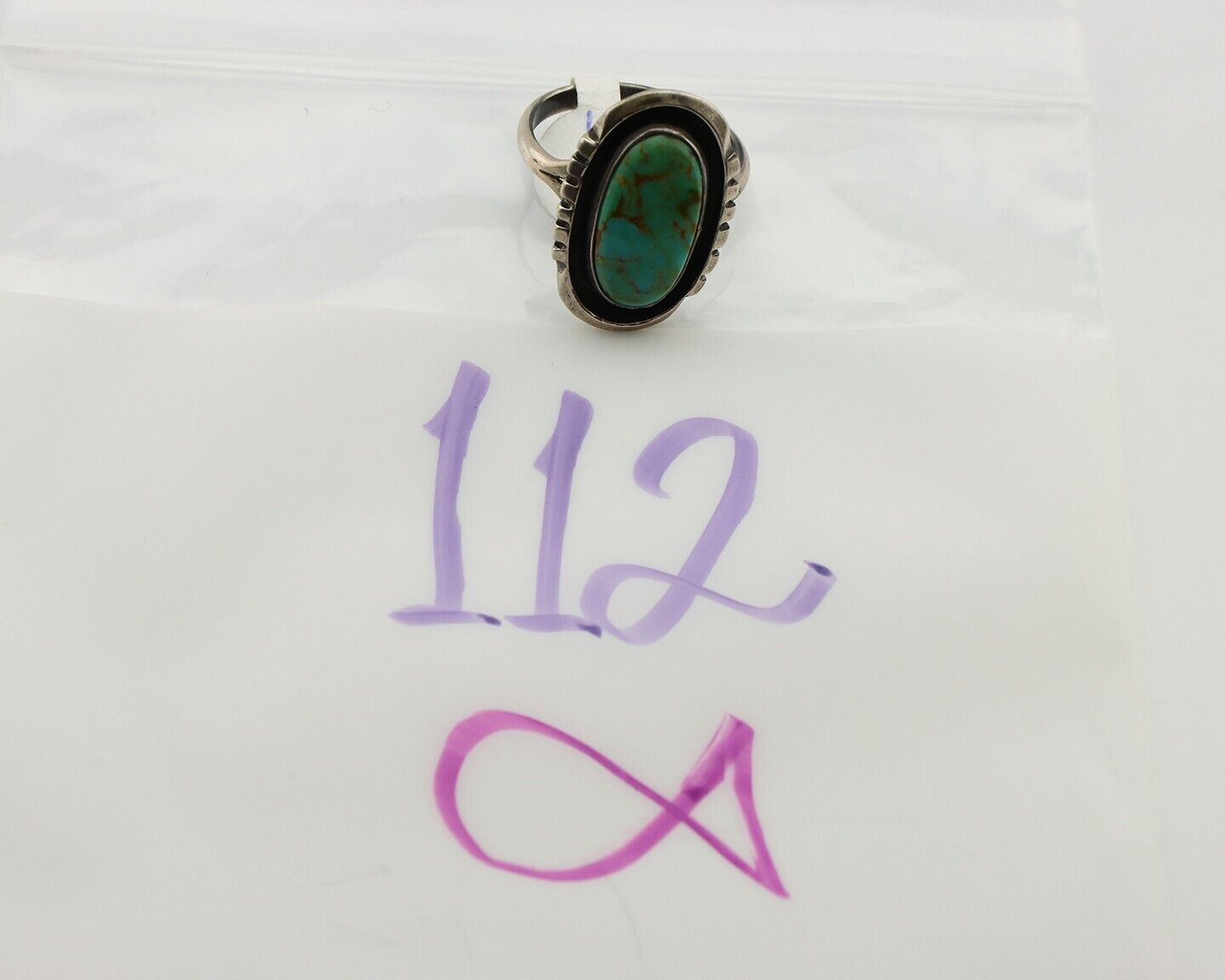 Navajo Ring 925 Silver Arizona Turquoise Native American Artist C.80's
