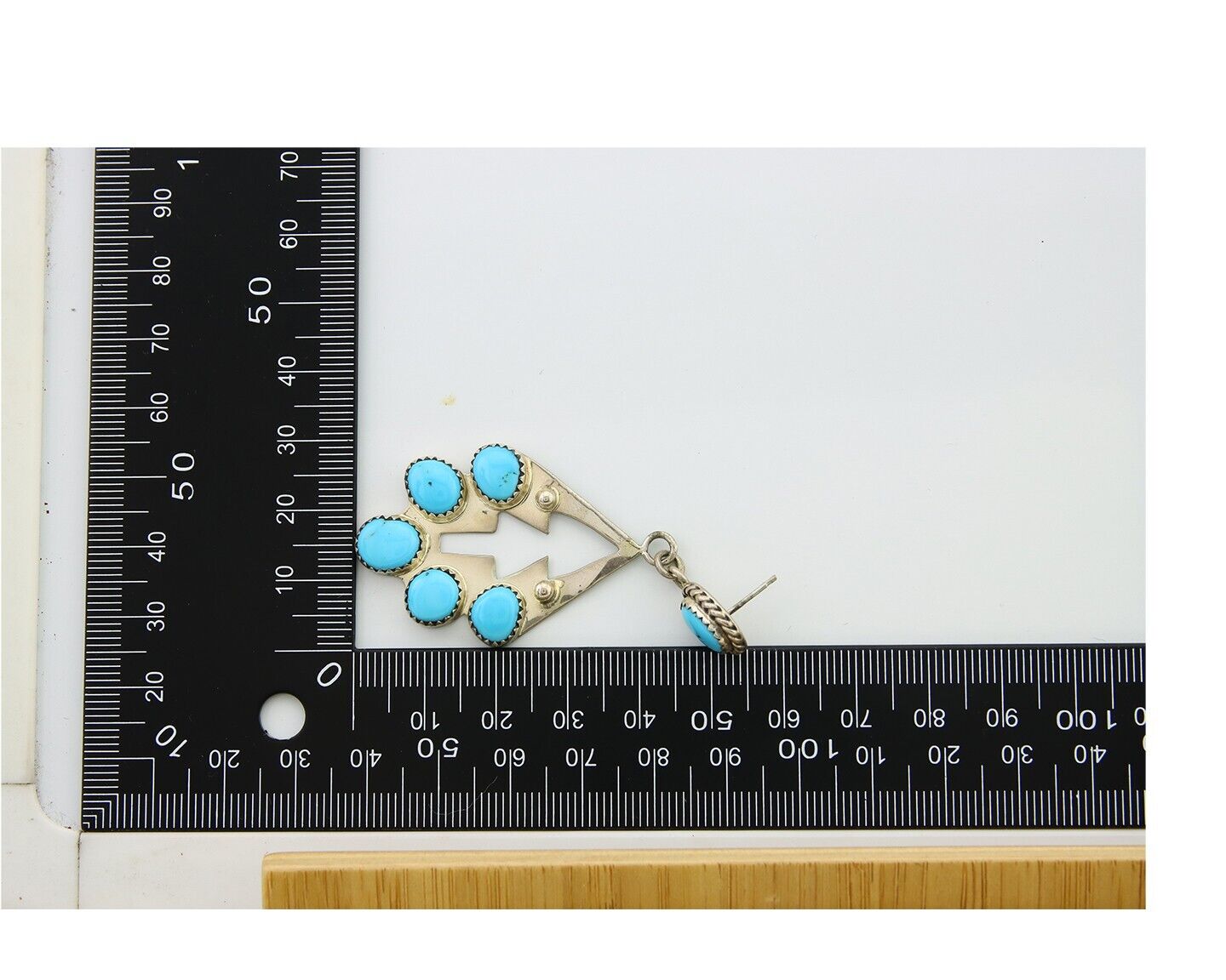 Navajo Earrings 925 Silver Dangle Natural Blue Turquoise Native Artist C.80's