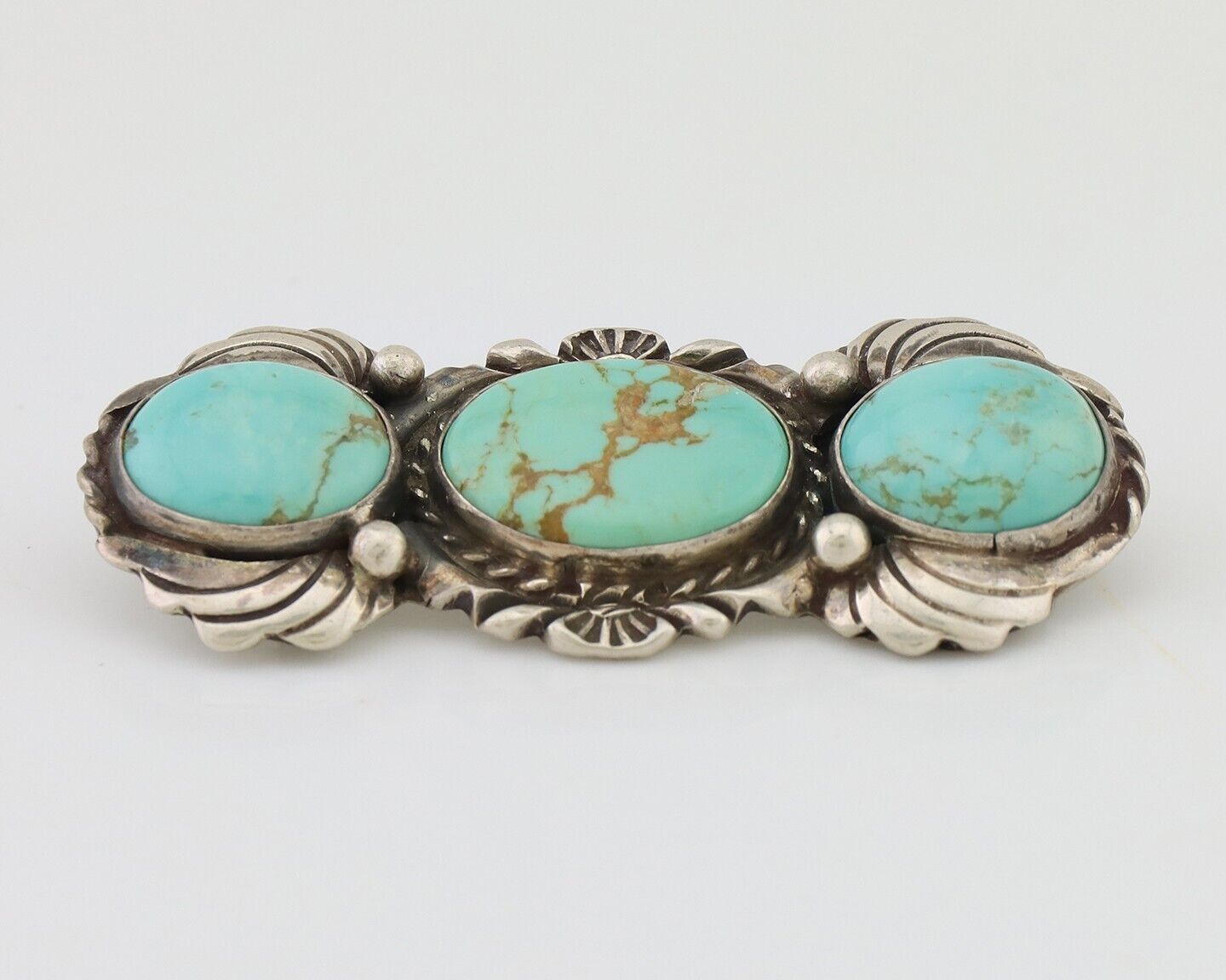 Navajo Pin Pendant 925 Silver Natural Turquoise Signed Billy Eagle C.80's