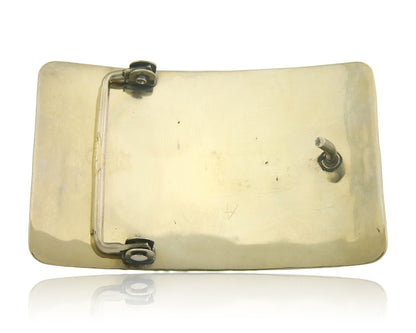 Navajo Concho Belt Buckle .999 Nickel Onyx Native American Artist 2x3 in C.80's