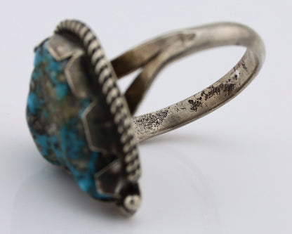 Navajo Ring 925 Silver Natural Blue Turquoise Native American Artist C.80's