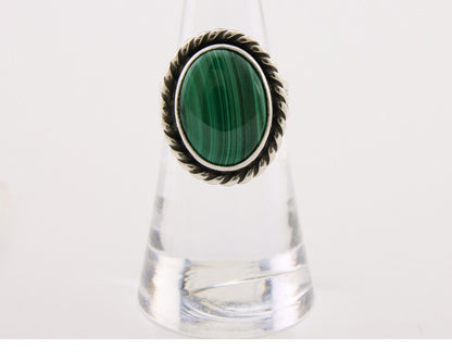 Navajo Ring 925 Silver Natural Malachite Native American Artist C.80's