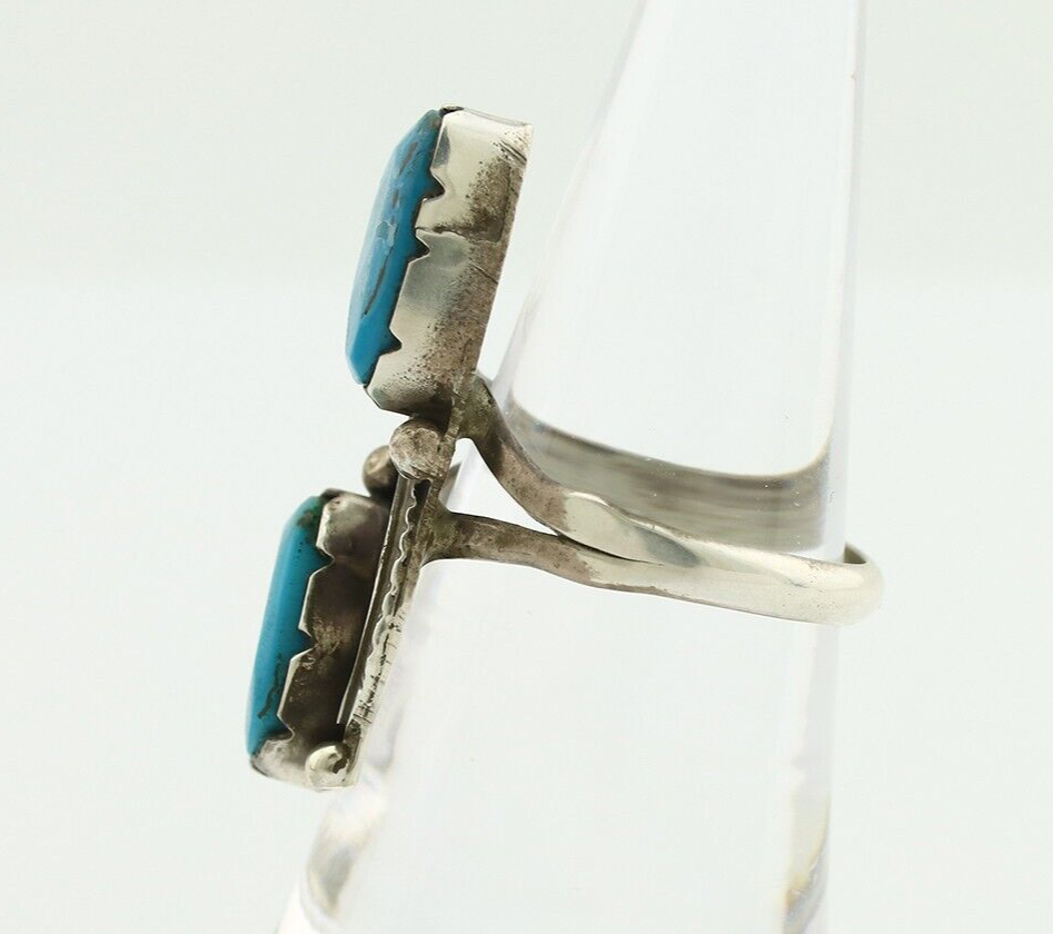 Navajo Ring 925 Silver Blue Turquoise Artist Signed K C.80's