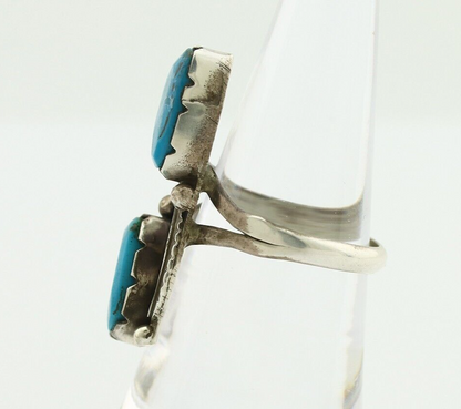 Navajo Ring 925 Silver Blue Turquoise Artist Signed K C.80's