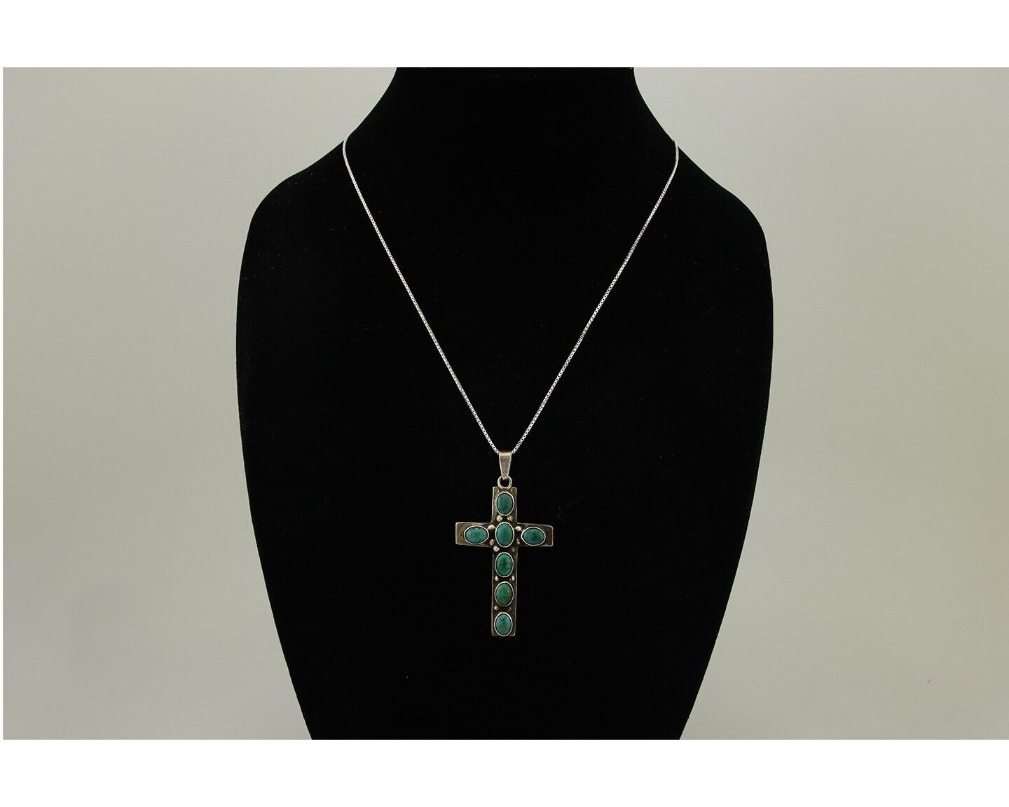 Navajo Cross Pendant 925 Silver Turquoise Artist Signed C Montoya C.80's