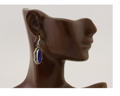 Navajo Dangle Earrings 925 Silver Lapis Lazuli Native American Artist C.80's