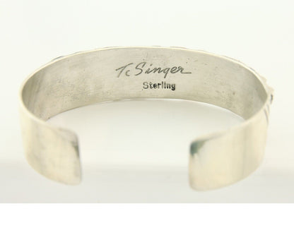 Navajo Bracelet Gold & 925 Silver Handmade 16 mm Wide Signed Thomas Singer C80s