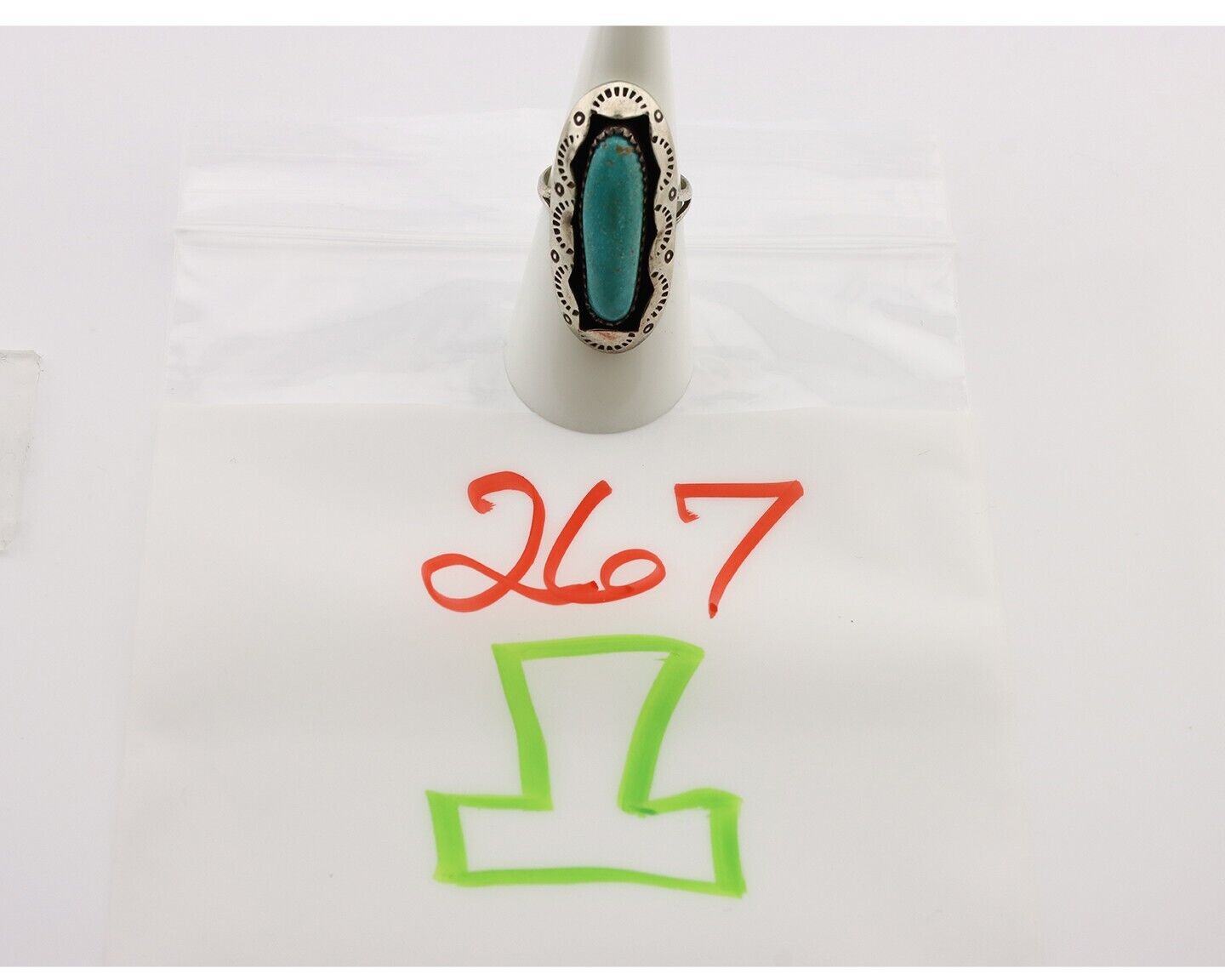 Navajo Ring 925 Silver Natural Kingman Turquoise Native American Artist C.80's