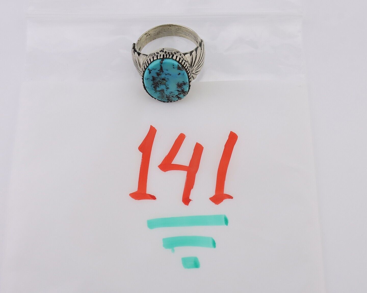 Navajo Ring 925 Silver Blue Sleeping Beauty Turquoise Artist Signed DK C.80's