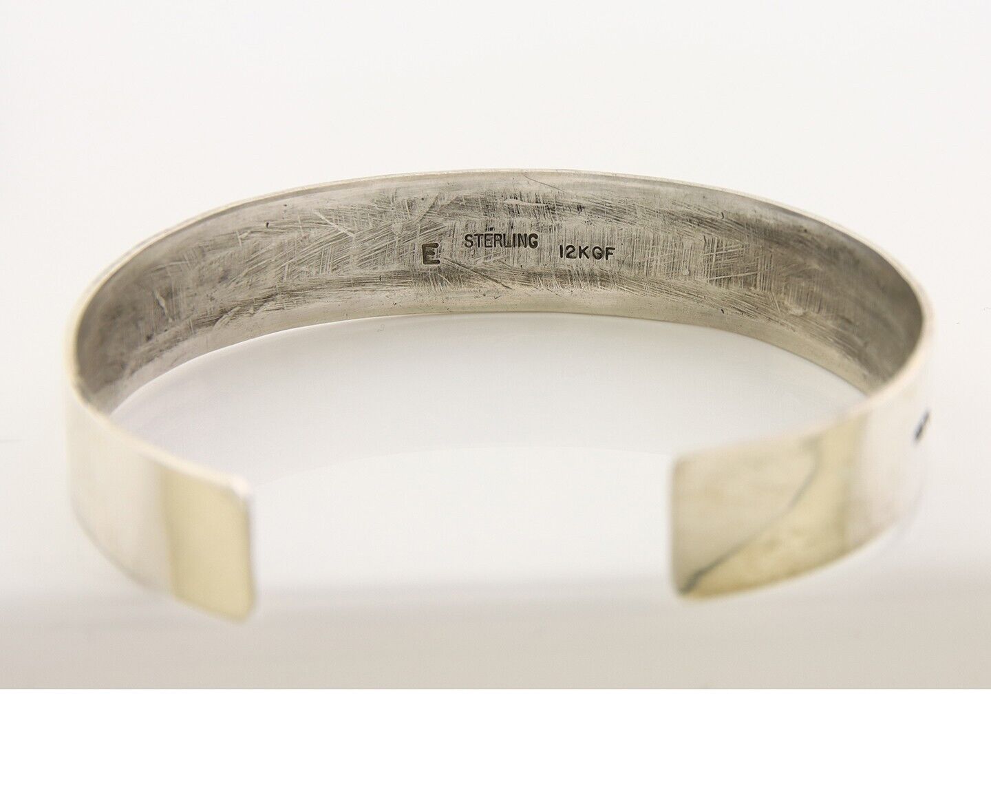 Navajo Bracelet 925 Silver & 12K Gold Cuff Artist Signed Randall Endito C.80's