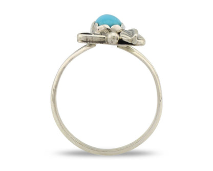 Navajo Ring .925 Silver Sleeping Beauty Turquoise Native American Artist C.80's