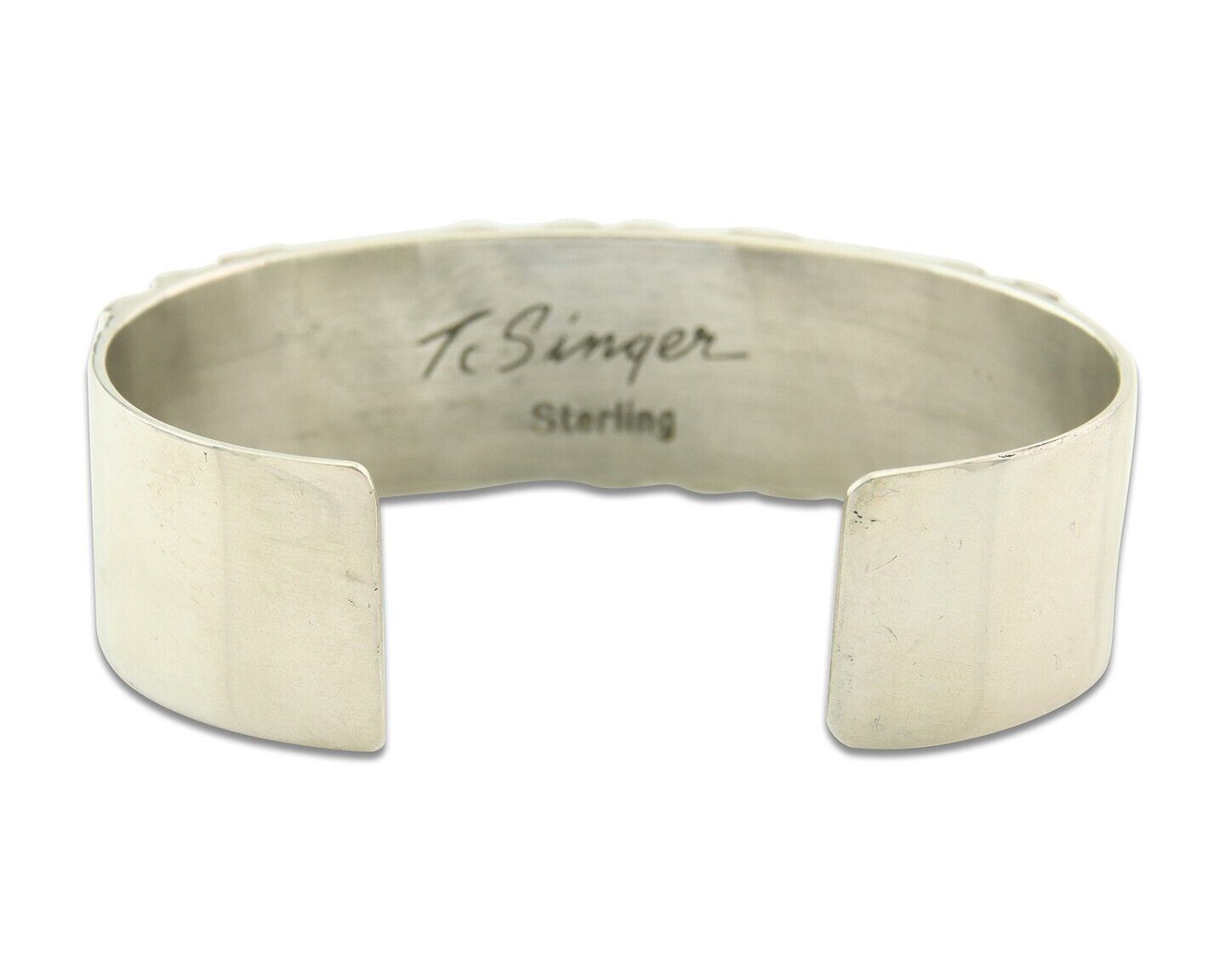 Navajo Bracelet Gold & 925 Silver Handmade 16 mm Wide Signed Thomas Singer C80s