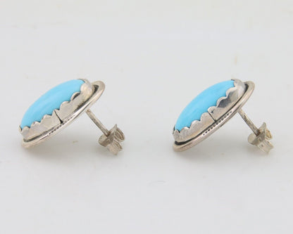 Navajo Earrings 925 Natural Blue Turquoise Native American Artist C80s