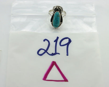 Navajo Ring .925 Silver Natural Mined Neveda Turquoise Artist Signed SN C.80's