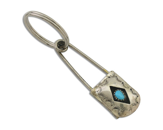 Navajo Hand Stamped Key Chain .925 Silver Handmade Native American Artist C.80's