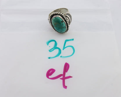 Navajo Ring 925 Silver Natural Turquoise Signed M Montoya Size 6.5 C.80's