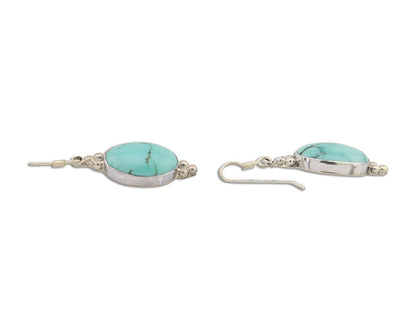 Navajo Dangle Earrings 925 Natural Turquoise Native Inca Mfg C.80's