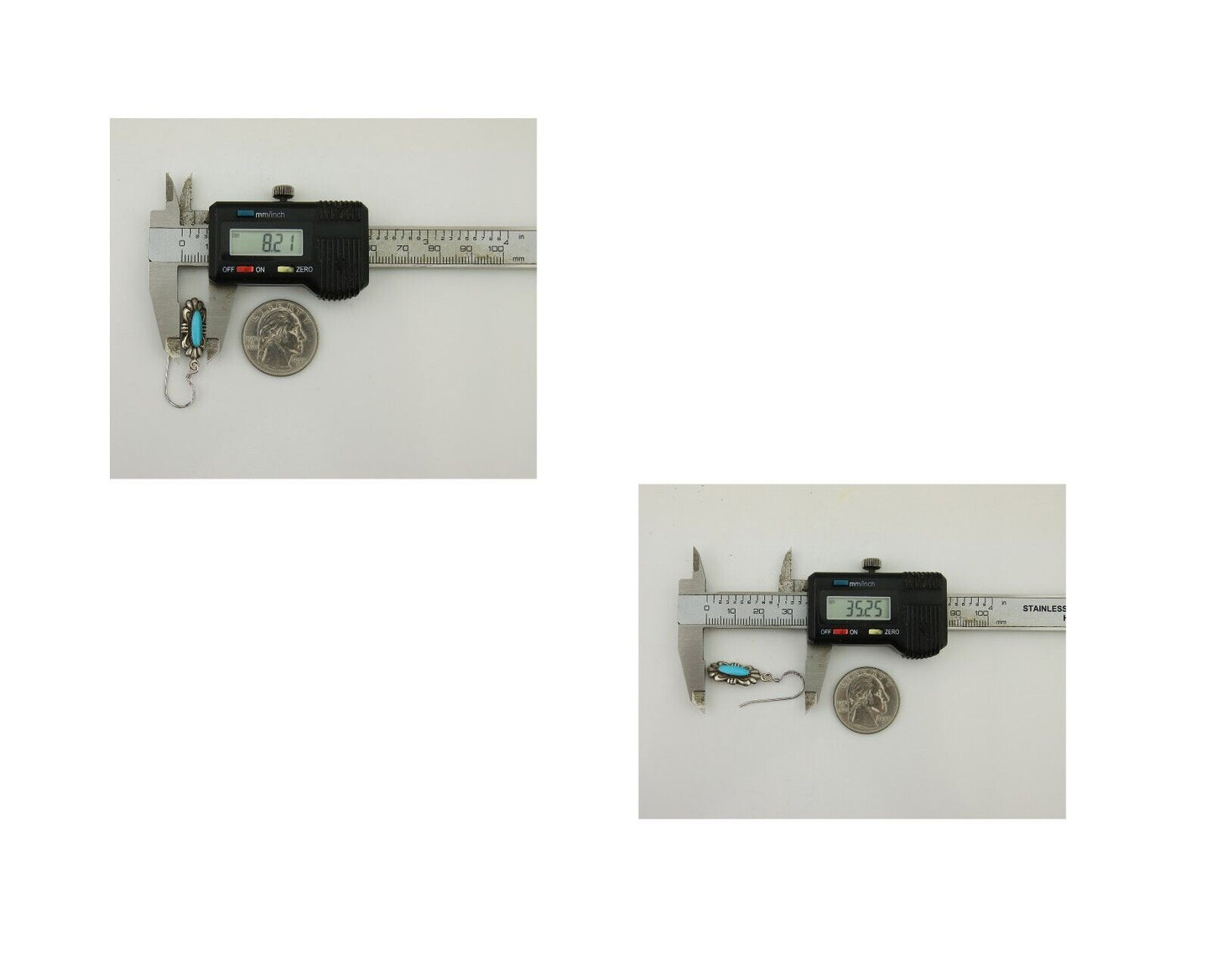 Navajo Hand Stamped Earrings 925 Silver Natural Turquoise Native Artist C.80's