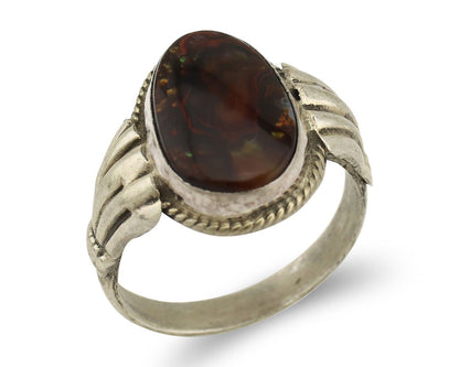 Navajo Handmade Ring 925 Silver Natural High Grade Fire Opal Native Artist C.80s