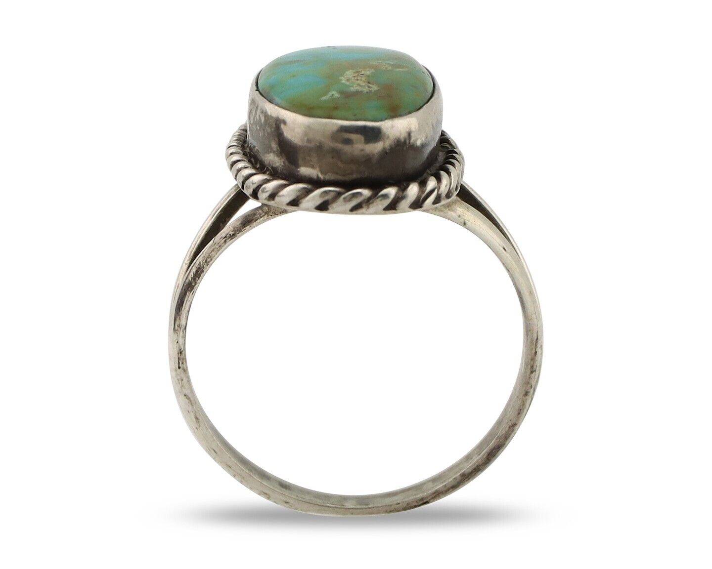 Navajo Ring 925 Silver Kingman Turquoise Artist Native American Signed C.80's