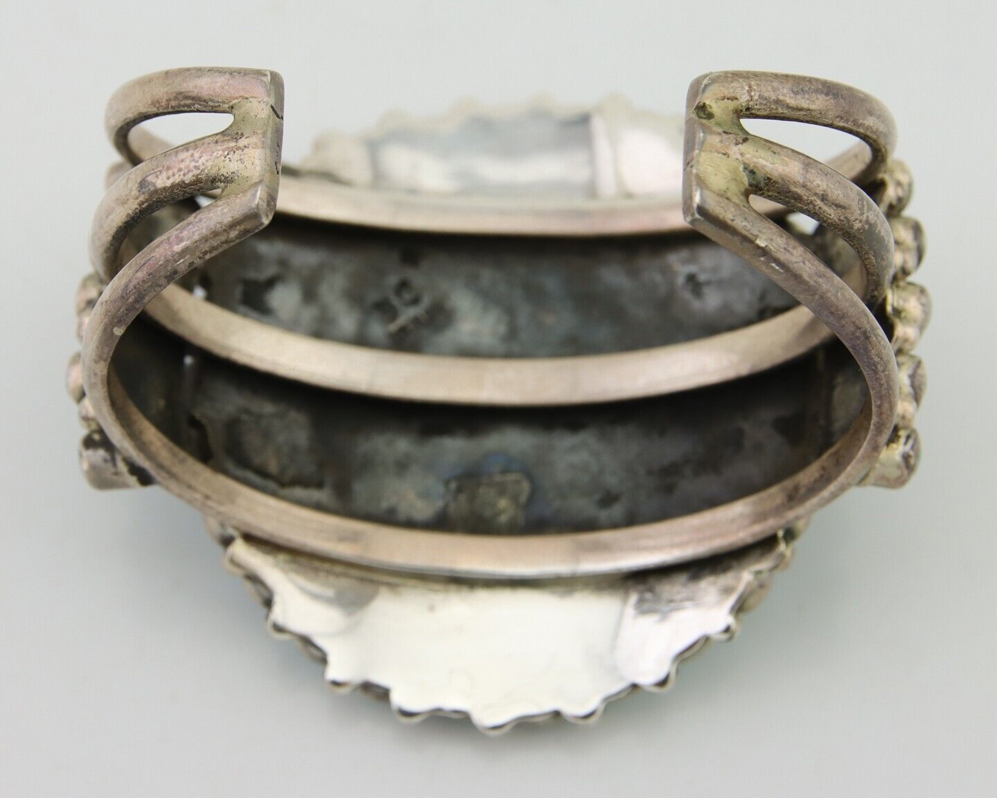 Navajo Bracelet 925 Silver Natural Blue Turquoise Signed Delbert Chatter C.80's