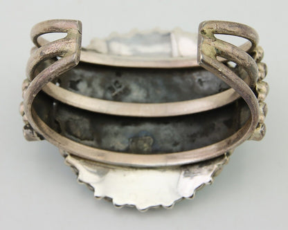 Navajo Bracelet 925 Silver Natural Blue Turquoise Signed Delbert Chatter C.80's