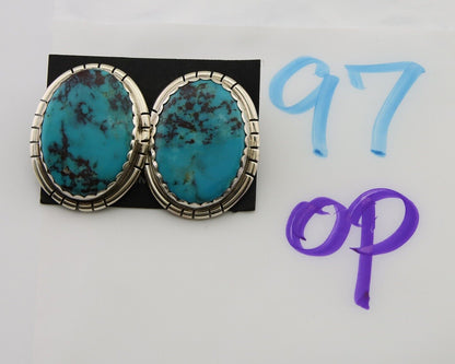 Navajo Earrings 925 Silver Blue Turquoise Native American Artist C.80's
