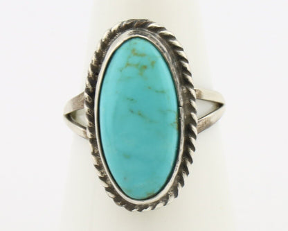 Navajo Ring 925 Silver Natural Kingman Turquoise Signed M Montoya C.80's