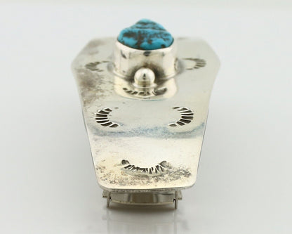 Women's Navajo Hair Clip Barrette 925 Silver Natural Turquoise Native Artist C80