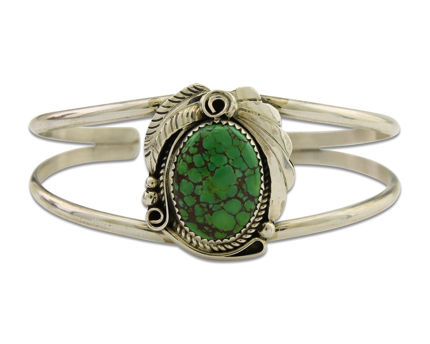 Navajo Cuff Bracelet 925 Silver Turquoise Artist Signed C Davis C.80's